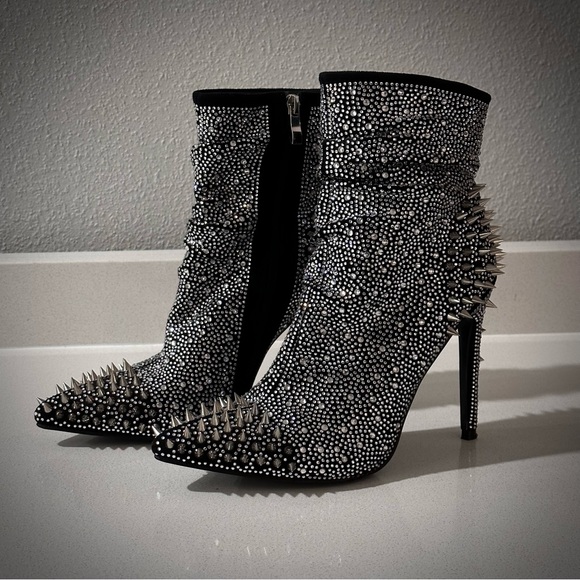 SOLD 🔺 Rhinestone Spike Boots (perfect for Eras Tour Reputation!) - Picture 1 of 5